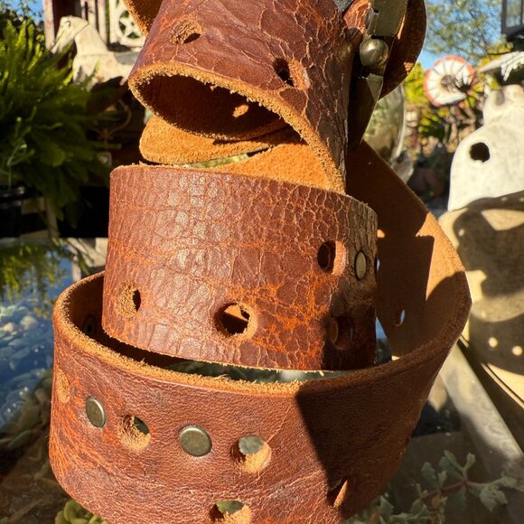 Brave Beltworks Distressed Brown Leather Belt 38 - Picture 6 of 7